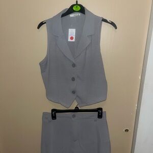 Gray Women's Vest and Pants Set